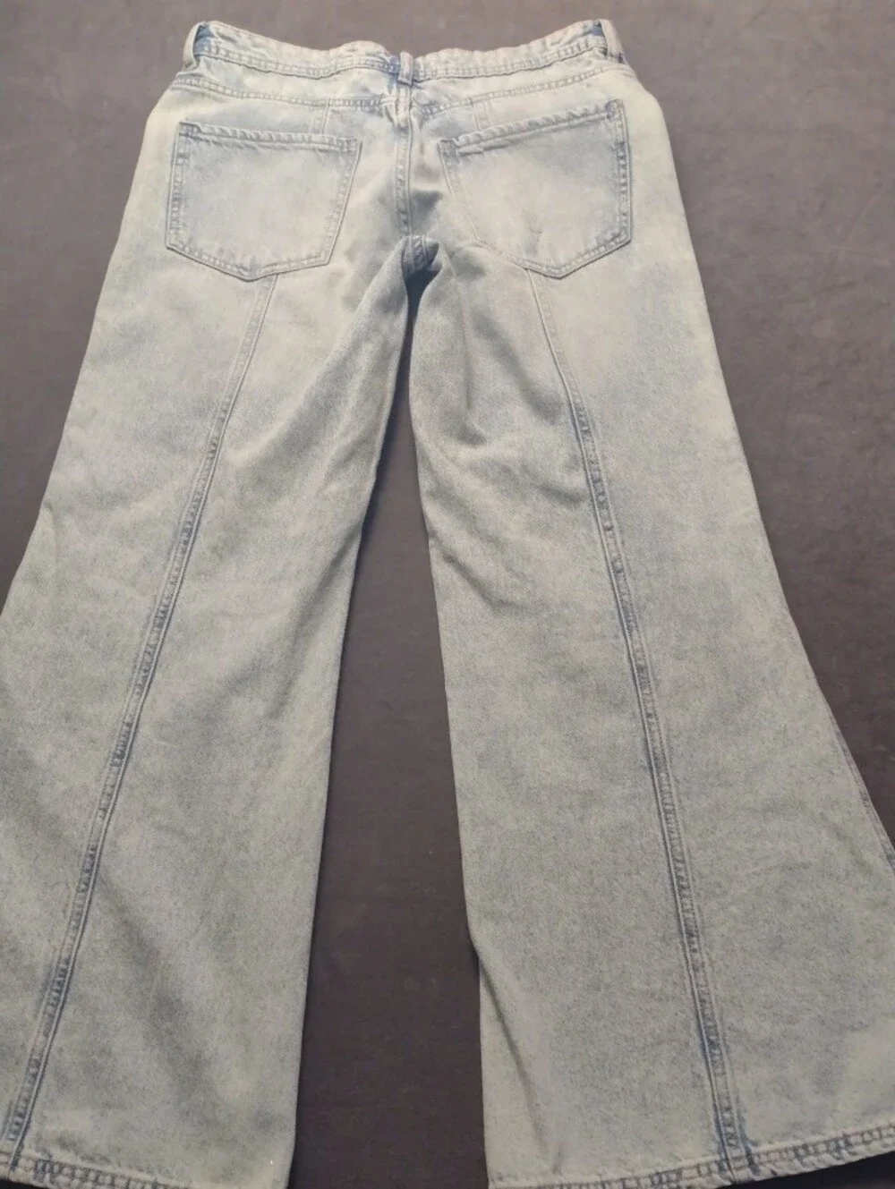 Divided Light Blue Wms Size 6/30 Flare  13" Bell Bottom Front Flap Pockets - Picture 3 of 16